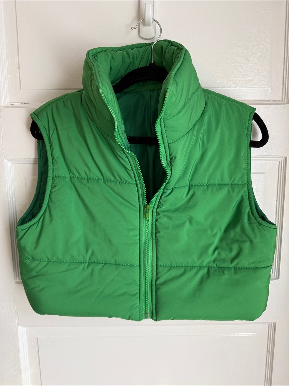 SHEIN Green Quilted Cropped Puffer Vest